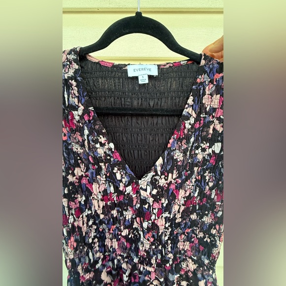 Evereve Floral Smocked Sleeveless Midi Dress Purple/Pink/Blue Size Small - Picture 8 of 11